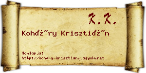 Koháry Krisztián névjegykártya